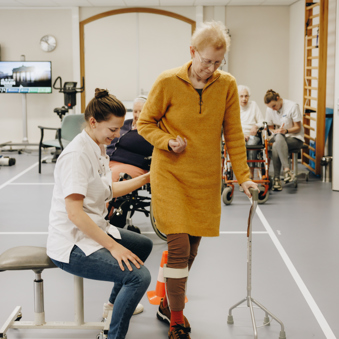 Ronssehof Revalidatie Oefenen Lopen Revalidatieruimte Behandelaar Pionnen Revalidant Verticaal